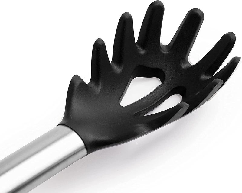 BEING CART BEING CART Kitchen Premium Silicone Spaghetti Server Pasta Spoon Fork Pasta Sever Spaghetti Fork with Stainless Steel Handle Black 1Pcs  - Image 4