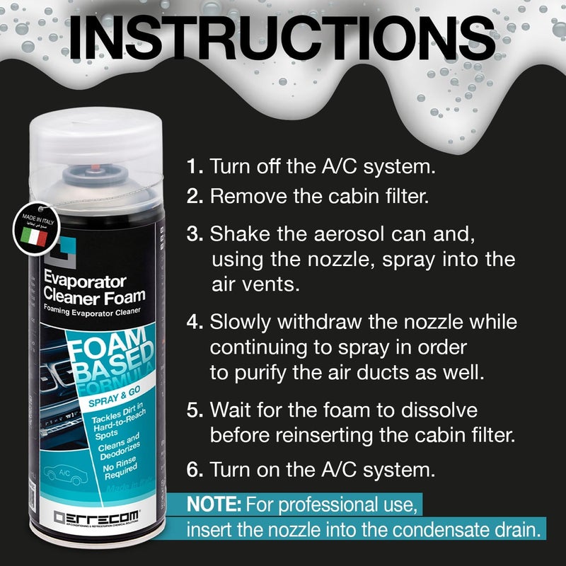 Errecom Evaporator Cleaner Foam, Air Conditioner Foam Cleaner, 400 mL Aerosol Can - Image 5