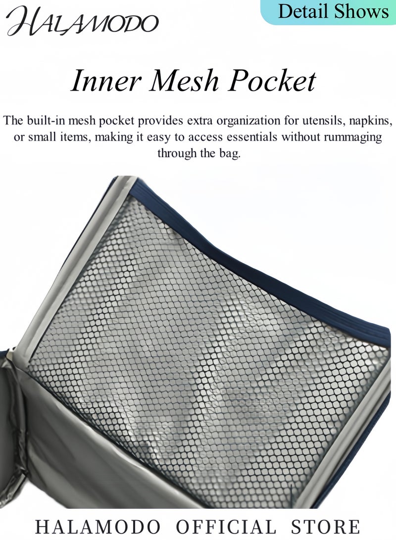 HALAMODO Lunch Bags Insulated Lunch Bag Large Cooler Tote Bag Reusable Bento Bags Travel Lunch Bag for Stduent & Kids & Men & Women - Image 4