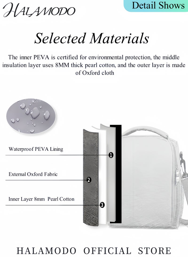 HALAMODO Lunch Bags Insulated Lunch Bag Large Cooler Tote Bag Reusable Bento Bags Travel Lunch Bag for Stduent & Kids & Men & Women - Image 5