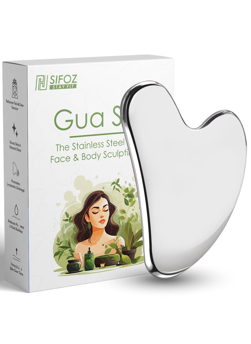 Sifoz Sifoz Premium Gua Sha Tool For Face AntiAging Facial Massager Tool For Tighten Skin 100 304 Stainless Steel Skin Care Gua Sha for Face Neck Eye to Reduce Wrinkles and Relax Body Muscles  - Image 1