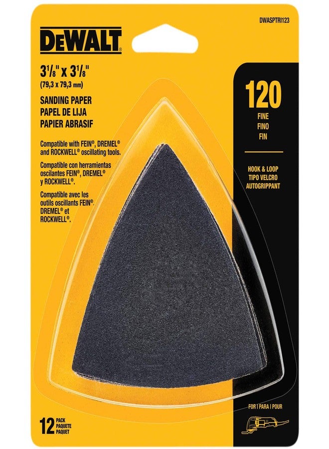 DEWALT DWASPTRI123 Hook & Loop Triangle 120 Grit Sandpaper - 12 PK - Image 3