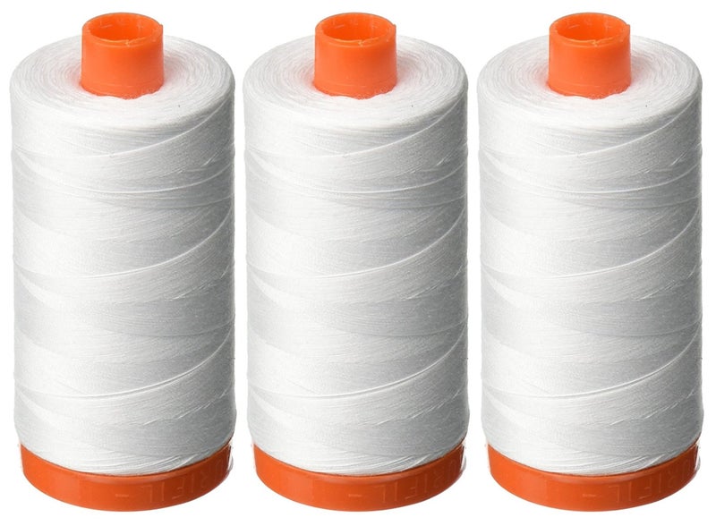3PACK  Aurifil 50WT  White Solid  Mako Cotton Thread  1422Yds EACH
