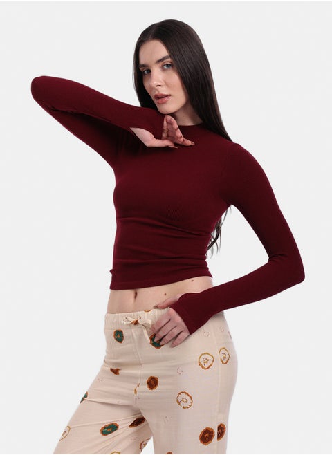 High Neck Top with Thumbhole