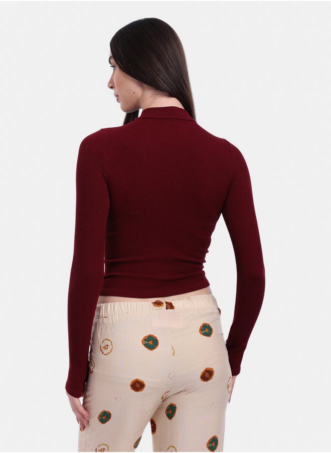 High Neck Top with Thumbhole