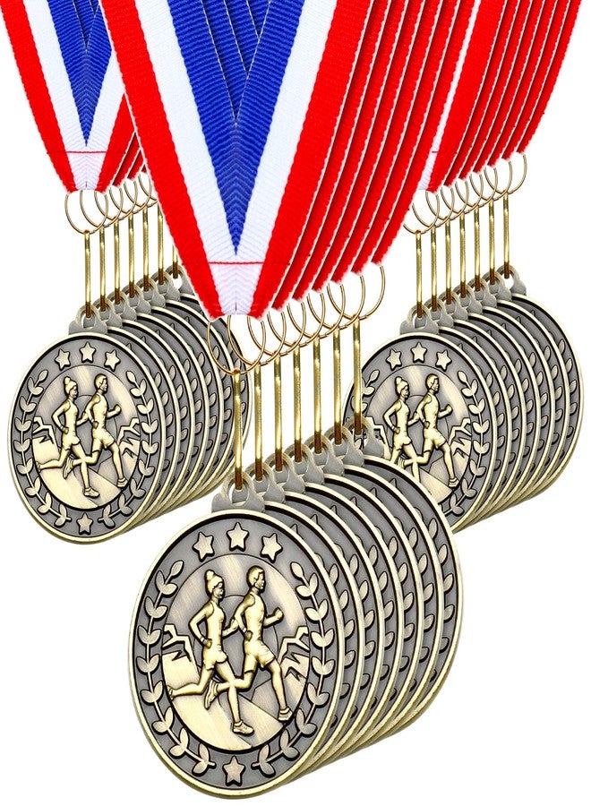 Remuuly 30/60 Pcs Cross Country Award Medals Bulk 2'' Gold Trophy Award Winner Metal First Place with Neck Ribbons Prize Gift for Cross Country Tournaments Sports Competition Teams Adult(30 Pcs) - Image 1