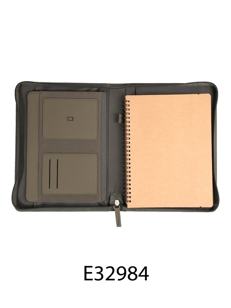 ORYX Unisex Professional Fabric Portfolio – B5 Organizer with Craft Paper Notebook & Metal Detail Green - Image 2