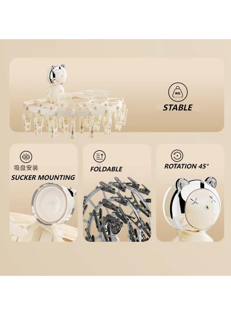 BenQuand Wall-Mounted Foldable Suction  Clothes Drying Rack - Space-Saving, No Drilling, 27 Clips for Underwear/Socks/Clothes - Image 4