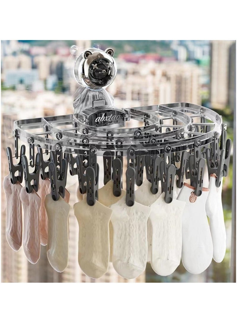 BenQuand Wall-Mounted Foldable Suction  Clothes Drying Rack - Space-Saving, No Drilling, 27 Clips for Underwear/Socks/Clothes - Image 1