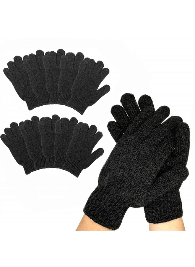 Rainmae 10Pairs Exfoliating Gloves - Premium Black Double Sided Scrub Wash Mitt for Bath or Shower - Luxury Spa Exfoliation Accessories for Beauty Spa Dead Skin Cell Remover, Suitable for Men and Women  - Image 1