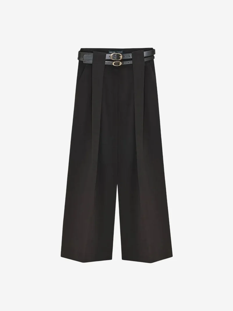 Dilvin DILVIN High-Waist Wide-Leg Pleated Trousers
