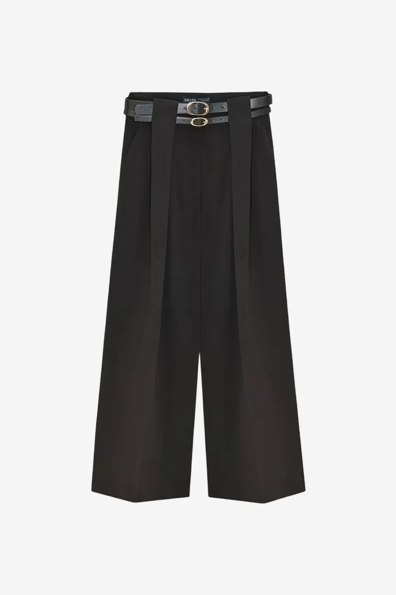 DILVIN High-Waist Wide-Leg Pleated Trousers