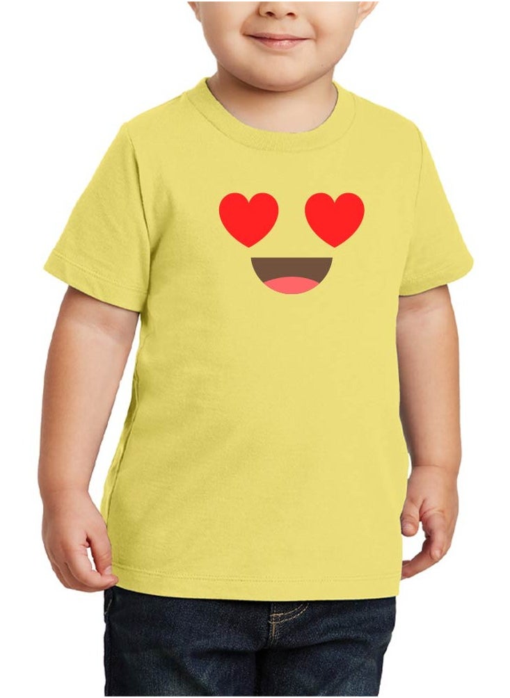 PRINTSHOP4ME - Pack of 5 Kids Yellow Smiley Face T-Shirts - Kids Unisex Round Neck Cotton Short Sleeve Tees - Soft and Comfortable Emoji T-Shirts for Kids - Image 1