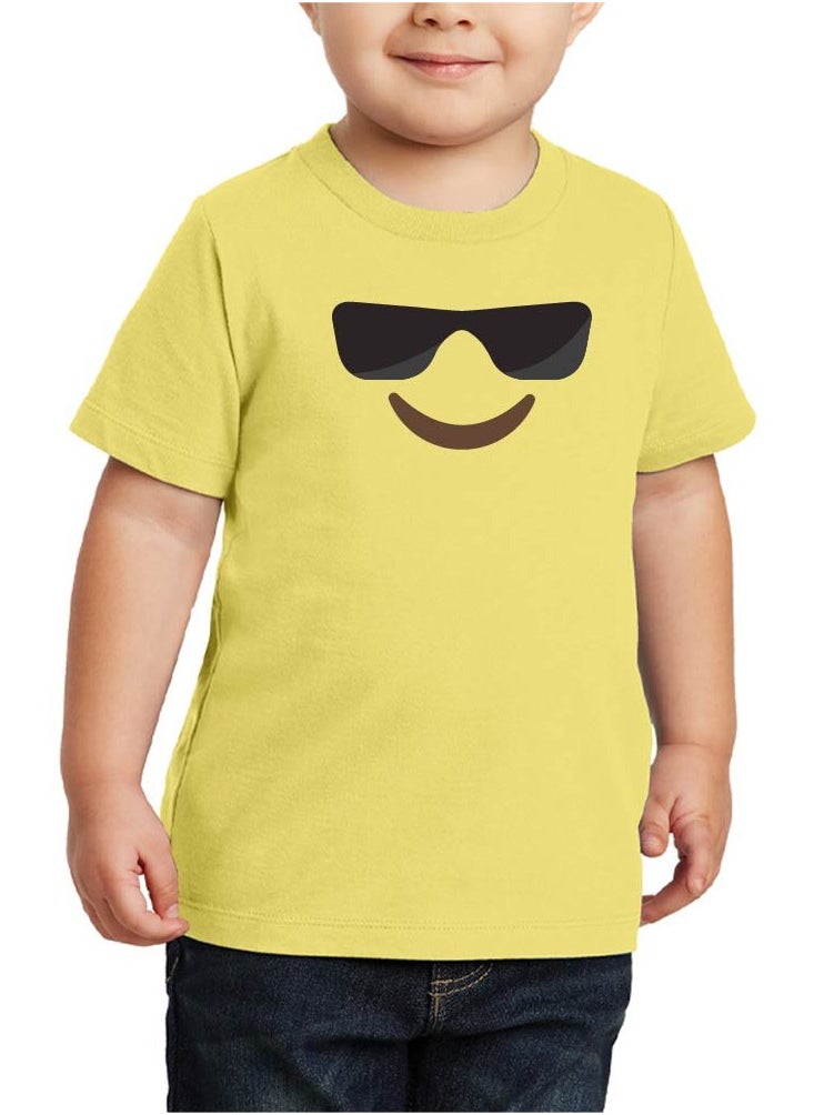 PRINTSHOP4ME - Pack of 5 Kids Yellow Smiley Face T-Shirts - Kids Unisex Round Neck Cotton Short Sleeve Tees - Soft and Comfortable Emoji T-Shirts for Kids - Image 1