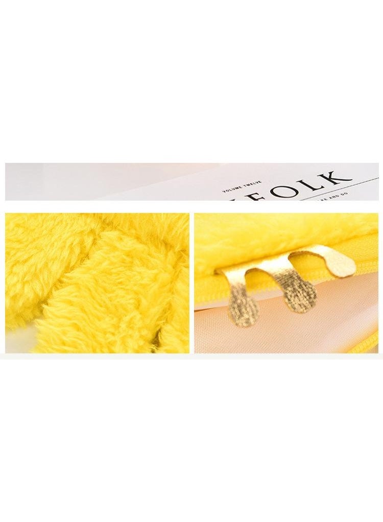 محفظة نقود قطيفة لطيفة على شكل بطة كرتونية للبنات والأطفال - محفظة صغيرة بسحاب مع سلسلة مفاتيح، تصميم بطة صفراء ناعمة، 12×15 سم - Image 4