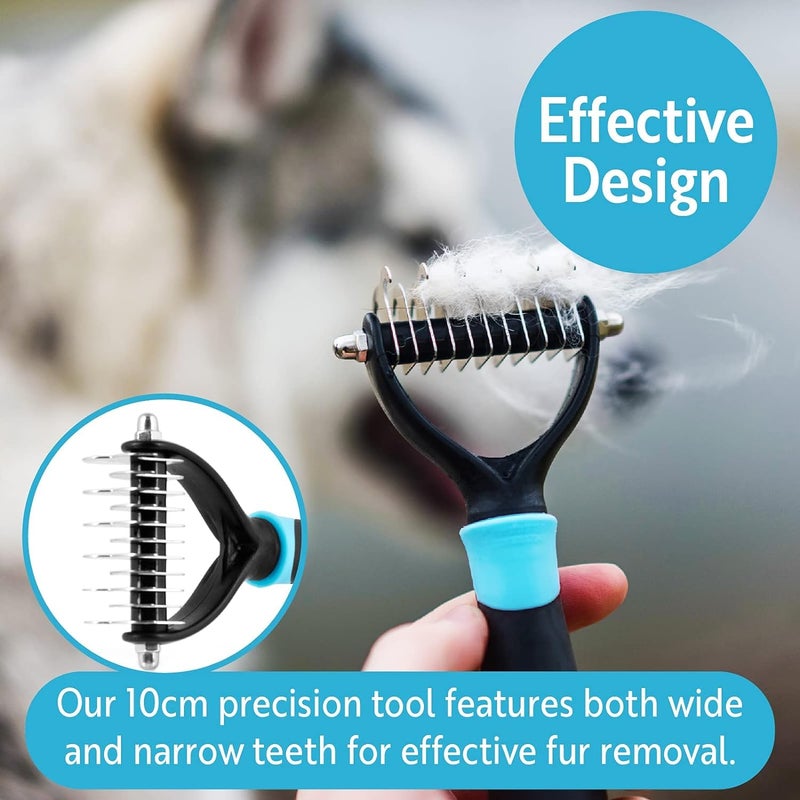 Episkey Undercoat Rake for Dogs & Cats, Dematting Comb with Extra Wide Double-Sided Stainless Steel Teeth for Detangling, Deshedding, Brushing & Removing Shed Fur, Knots, Mats, and Tangles in Pets (UNDERCOAT) - Image 4