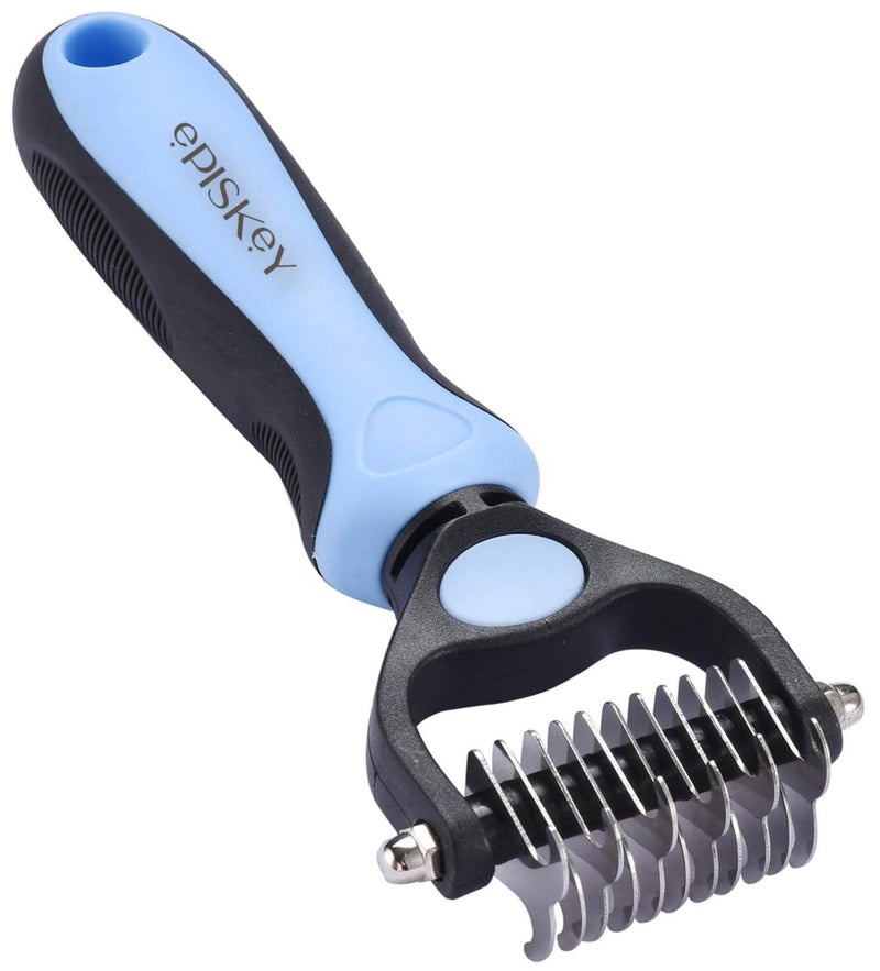 Episkey Undercoat Rake for Dogs & Cats, Dematting Comb with Extra Wide Double-Sided Stainless Steel Teeth for Detangling, Deshedding, Brushing & Removing Shed Fur, Knots, Mats, and Tangles in Pets (UNDERCOAT) - Image 1