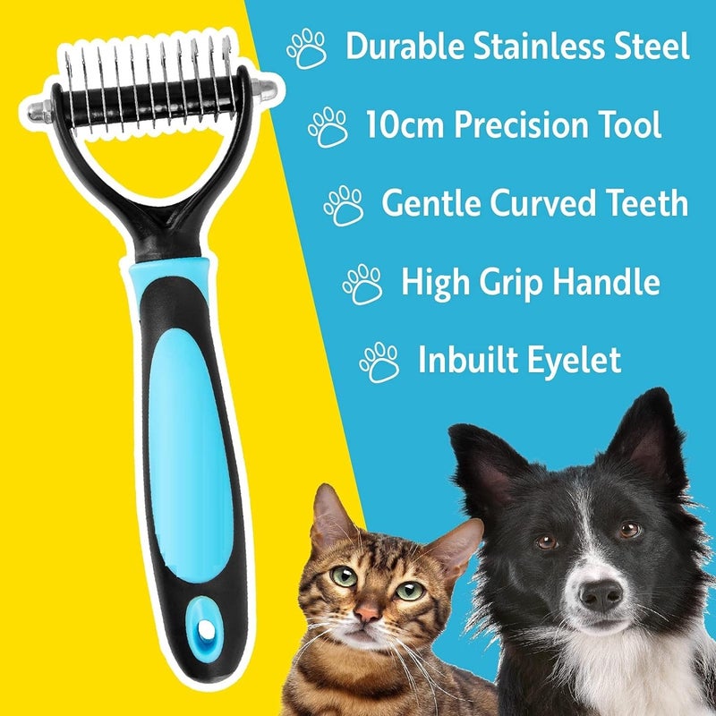 Episkey Undercoat Rake for Dogs & Cats, Dematting Comb with Extra Wide Double-Sided Stainless Steel Teeth for Detangling, Deshedding, Brushing & Removing Shed Fur, Knots, Mats, and Tangles in Pets (UNDERCOAT) - Image 2