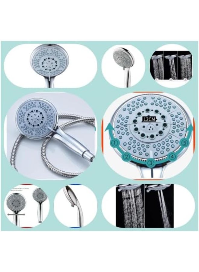 Shower head with 150 cm high water pressure hose (round) - Image 3