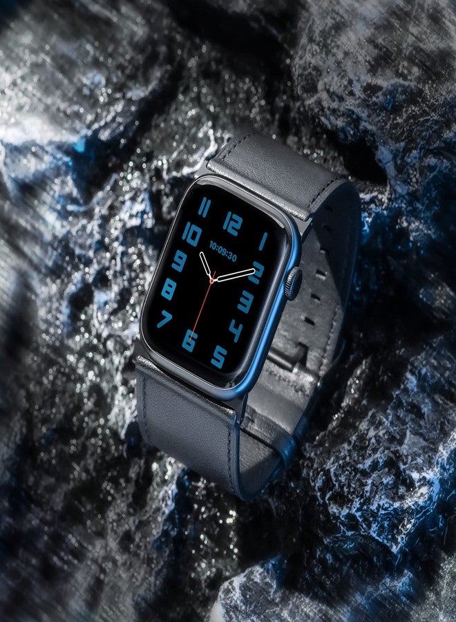 Tefeca Dual Series Band Compatible with Apple Watch Ultra 2/Ultra 49mm, Series 10 46mm, Series 9/8/7 45mm, SE2/SE/6/5/4 44mm (Black Leather with Black Adapters, 49/46/45/44mm) - Image 4
