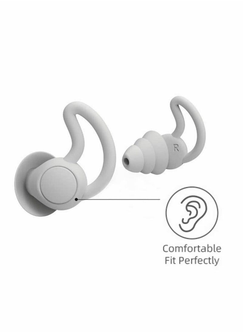 Excefore Reusable Silicone Ear Plugs Noise Reduction Earplugs, Easy to Use and Carry, Sleeping Ear Plugs Ear Caps for Light Sleeper Work Read TravelLightweight and Small (Grey)  - Image 2