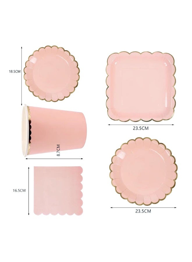 90 PCS Elegant Disposable Plates Party Set for 10 Guests - Party Supplies - Eco-Friendly Tableware - Suitable for Wedding, Birthday, Anniversary, Graduation Dinnerware Set (PINK GOLD) - Image 3