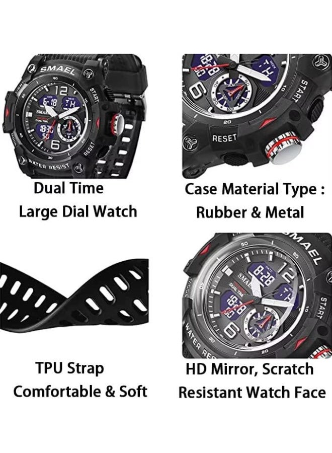 SMAEL Men's Military Waterproof Sports Watch Date Multifunction LED Alarm Stopwatch Digital Watch for Men - Image 5