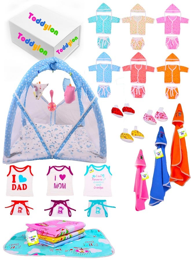 Toddylon All in One Daily Essential in One Pack 36 in 1 New Born Baby Products Gift Packs | Hospital Kit Combo | Infants Boys Girls | Perfect for Newborns | Ideal for 0–6 Months (Blue) - Image 1