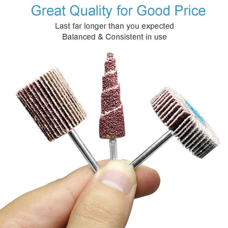 SACKORANGE 30 PCS 80 Grit Abrasive Flap Wheel Sander, 1/8" Shank Diameter Cone Shape Abrasive Sandpaper Flap Sanding Wheel Grinding Head Rotary Tool for Grinding and Polishing - Image 4