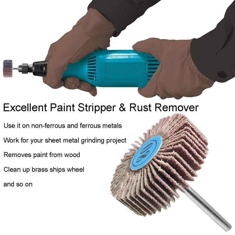 SACKORANGE 30 PCS 80 Grit Abrasive Flap Wheel Sander, 1/8" Shank Diameter Cone Shape Abrasive Sandpaper Flap Sanding Wheel Grinding Head Rotary Tool for Grinding and Polishing - Image 3