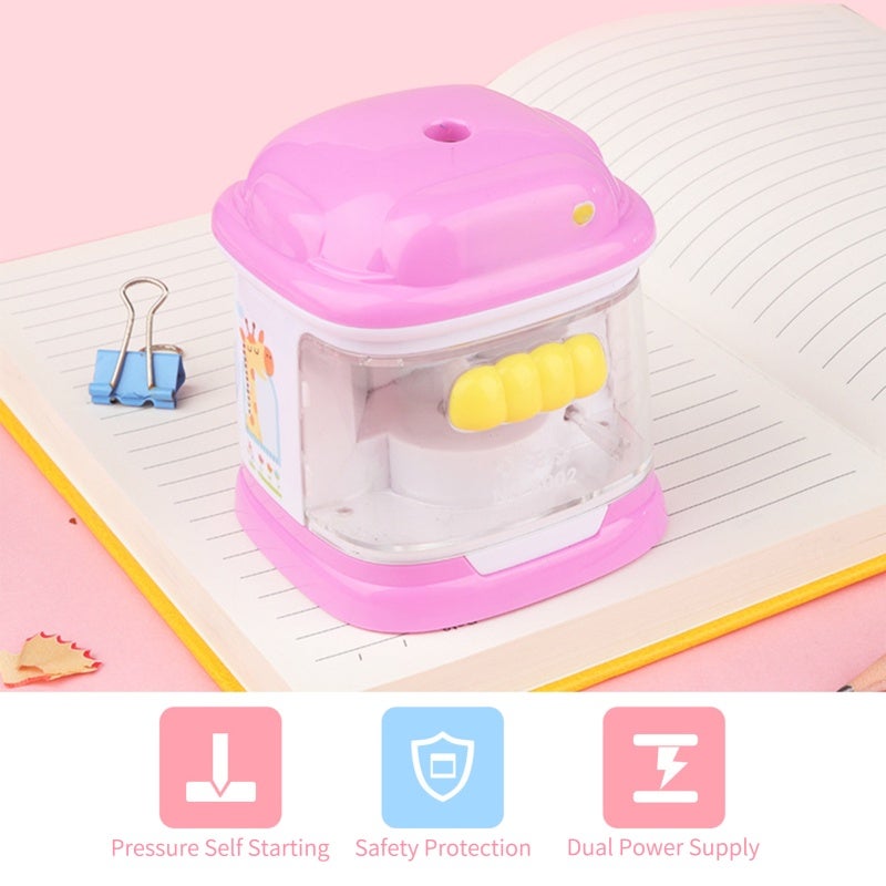 Electric Pencil Sharpener: 2 AA Battery Or USB Powered, Pressure Self Starting - Safety Protection, Anti-skid Pad For Kids Home Classroom Office - Image 4
