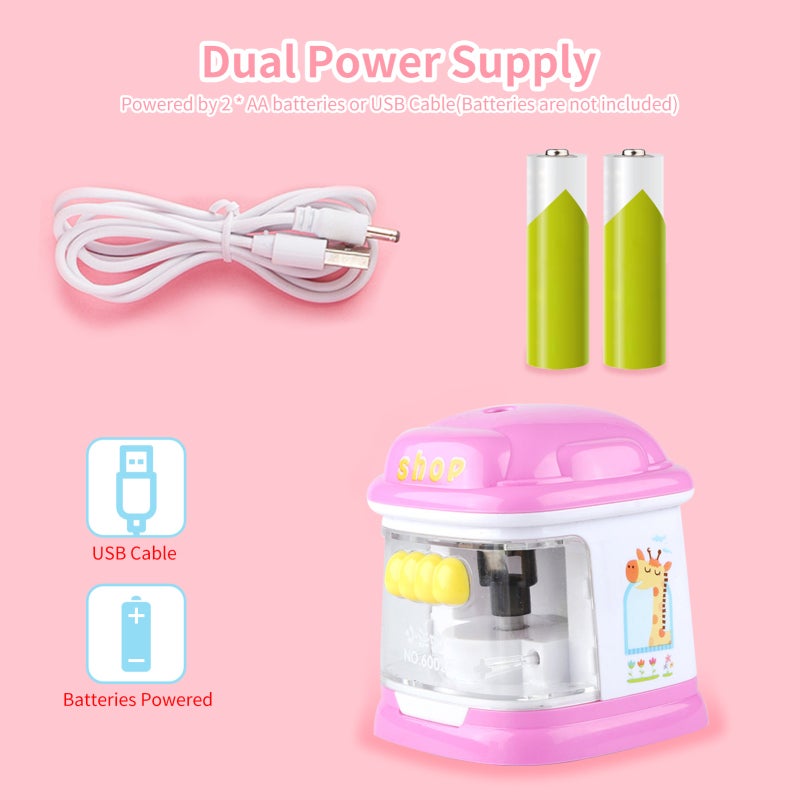 Electric Pencil Sharpener: 2 AA Battery Or USB Powered, Pressure Self Starting - Safety Protection, Anti-skid Pad For Kids Home Classroom Office - Image 3