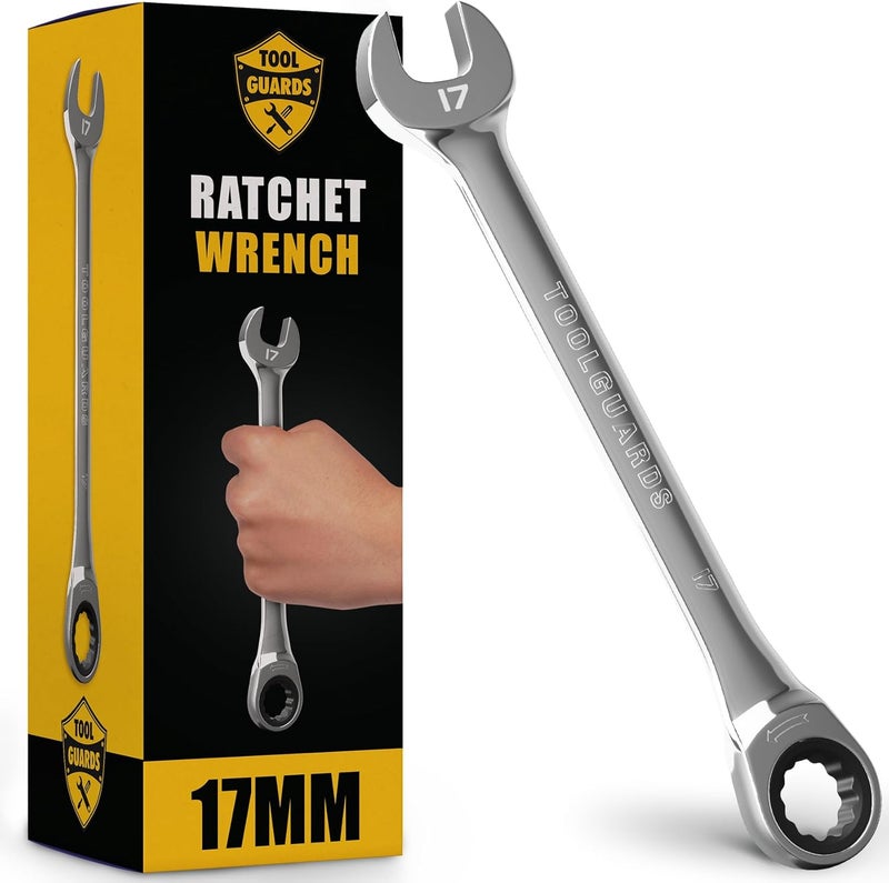 TOOLGUARDS 17mm Wrench - Ratcheting Wrench - Slim Profile - Ratchet Wrench - 100% Lifetime Satisfaction Guarantee - Image 1
