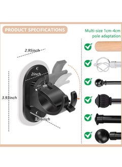 Oasisgalore 4 PCS Universal Self Adhesive Curtain Rod Bracket Holders Curtain Rod Hooks for Home，Kitchen (Black)  - Image 2