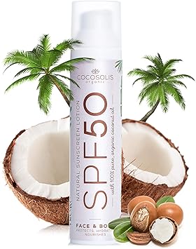 COCOSOLIS Natural Sunscreen Lotion SPF 50 Effective UVA and UVB protection Longlasting Saturated Tan Nourished Hydrated Skin For Face Body Mineral Sun Block 100 Natural Ingredients - Image 1