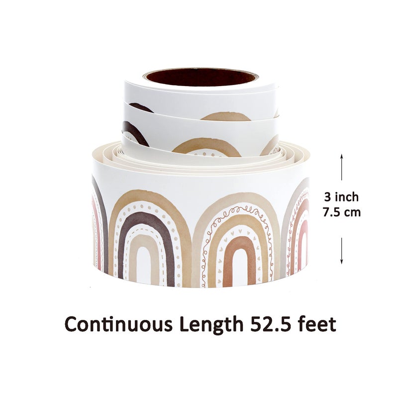 Youngever 52.5 ft Bulletin Board Borders Confetti Border for Classroom Decoration (Nostalgic Rainbow Design) - Image 2