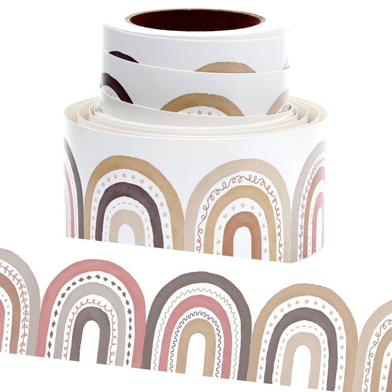 Youngever 52.5 ft Bulletin Board Borders Confetti Border for Classroom Decoration (Nostalgic Rainbow Design) - Image 1