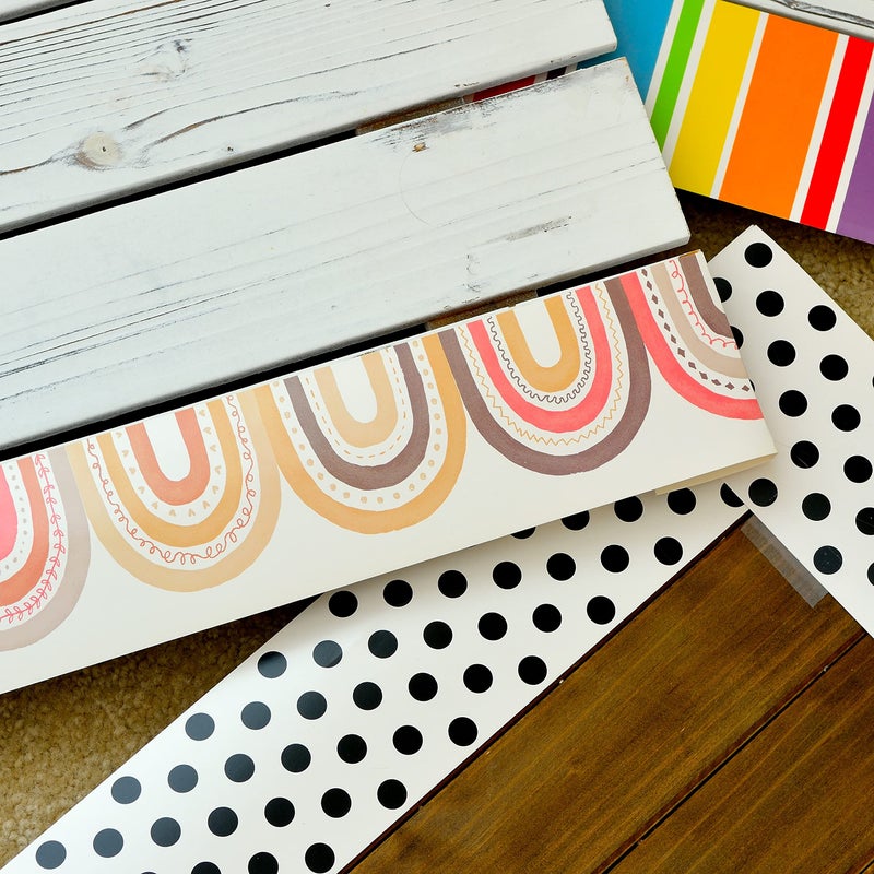 Youngever 52.5 ft Bulletin Board Borders Confetti Border for Classroom Decoration (Nostalgic Rainbow Design) - Image 3