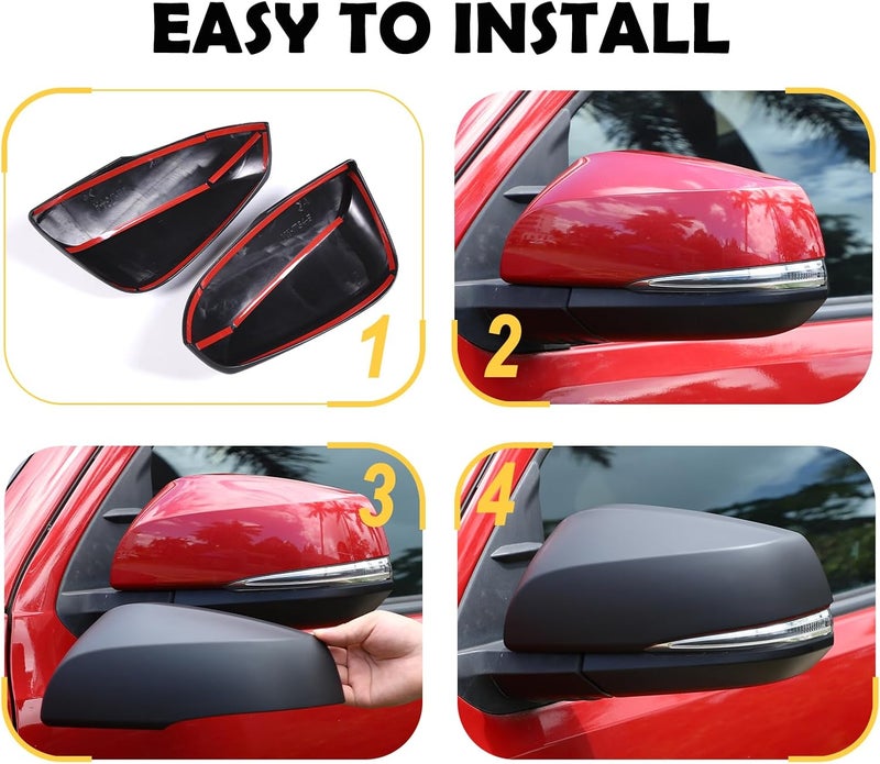 CHEAYAR Door Rear View Mirror Cover Cap for Toyota Tacoma 2015-2022, ABS Side Mirror Cover Trim (Matt Black) - Image 5