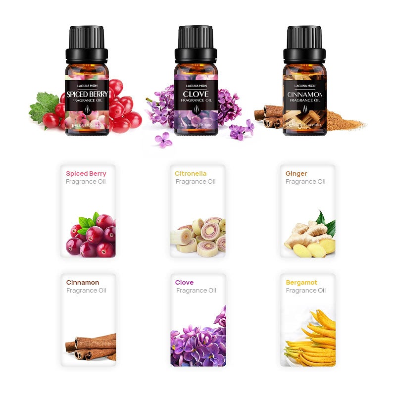 Lagunamoon Fragrance Essential Oil - 6pc Holiday Breeze Scent Gift Set - Perfect for Candle Making, Soap Scents, Slime - Oils for Diffuser, Humidifier, Aromatherapy, Aroma Beads, Car Freshener (10mL) - Image 2