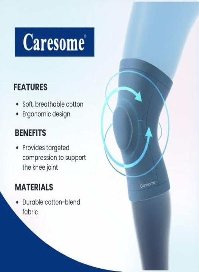 caresome Ortho Cotton Knee Support, Knee Caps, Brace For Pain Relief Products, Pad Leg Sleeves, Gym Squats Belt Support For Men and Women - Grey - M - Image 3
