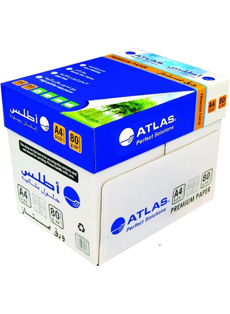 ATLAS A4 Paper Carton, 5x (500 Sheets) 80 Gsm - Image 1