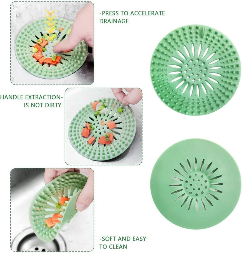 RIDHMIN Silicone Hair Catcher Cover, Shower Cover Protector Filter, Kitchen Stopper Sink Filter, Sewer Strainer for Bathroom Kitchen Bathtub (Multicolor Pack of 2) - Image 5