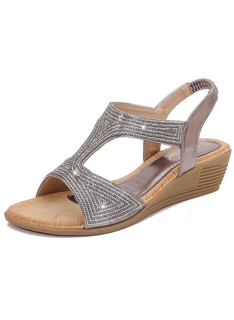 KUYING New Women's Design Feeling Slope Heel Sandals - Image 1