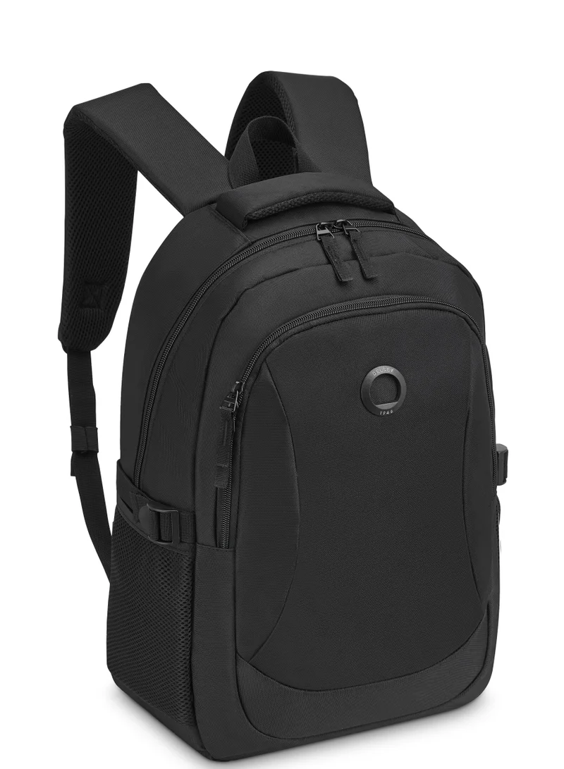 DELSEY Paris DELSEY KYLE Backpack Black, 15.6 Inch Laptop Bag, 24L Travel Backpack with Laptop Compartment, Trolley Sleeve, Organizer Pockets, Bottle Pocket & Adjustable Straps