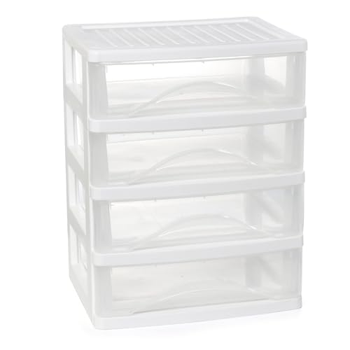 Gonice White Desk 4 Drawer Organizer, Plastic Small Drawer Storage, Desk Storage for Office and Home - Image 1