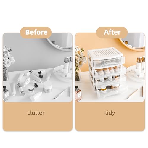 Gonice White Desk 4 Drawer Organizer, Plastic Small Drawer Storage, Desk Storage for Office and Home - Image 4