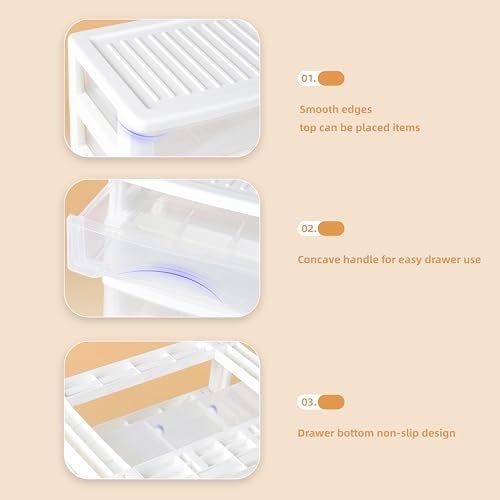 Gonice White Desk 4 Drawer Organizer, Plastic Small Drawer Storage, Desk Storage for Office and Home - Image 2