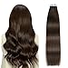 SUYYA Tape in Hair Extensions Human Hair 100% Real Human Hair 16 inches 20pcs 40g/pack Straight Seamless Skin Weft Tape in Human Hair Extensions(16 inches #2) 2# Darkest Brown - Image 2