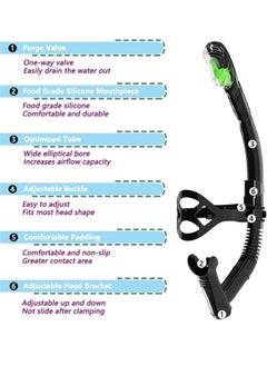 Aookay Training Headstrap Support Dry Top Snorkel Tube Comfortable Mouthpiece One-Way Purge Valve for Pool Open Water Scuba Lap Swimming Swimmer Diving Snorkeling (Black)  - Image 3
